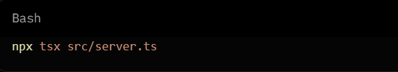 Screenshot of running the TypeScript MCP server
